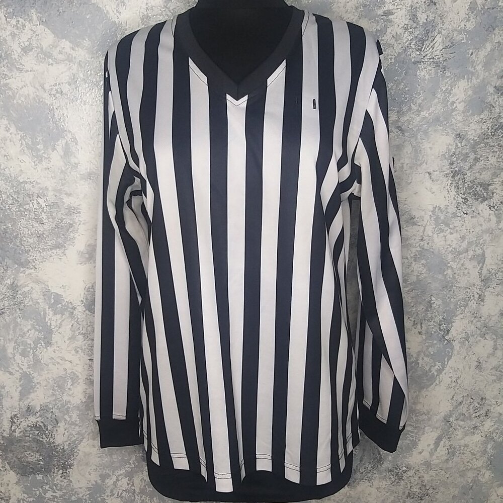 Foot Locker Striped Long Sleeves V-Neck Top Size M